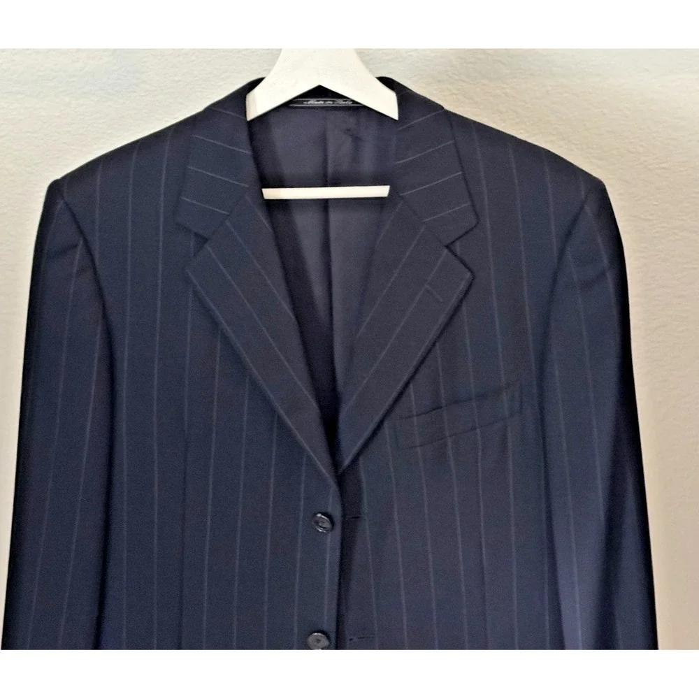 Ermenegildo Zegna Mens Trofeo Wool Blazer 48R (Fits 42R) Navy Pinstripe Boyds
